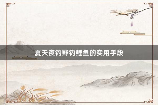 夏天夜钓野钓鲤鱼的实用手段